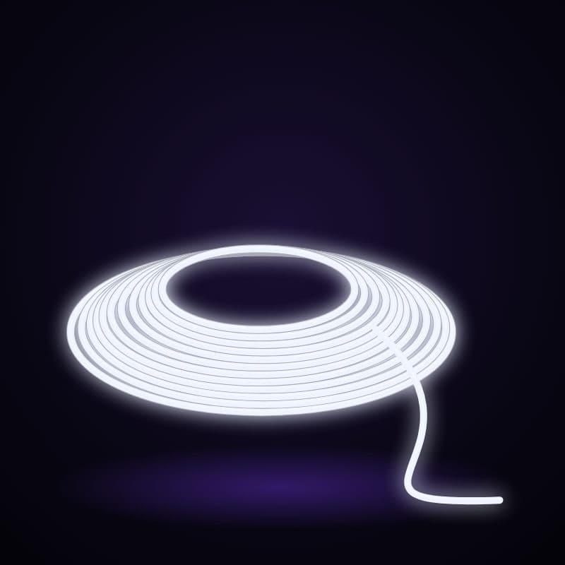 Illustration : Corde fluo Ø 3,5 mm, coloris blanc, sous lumière noire